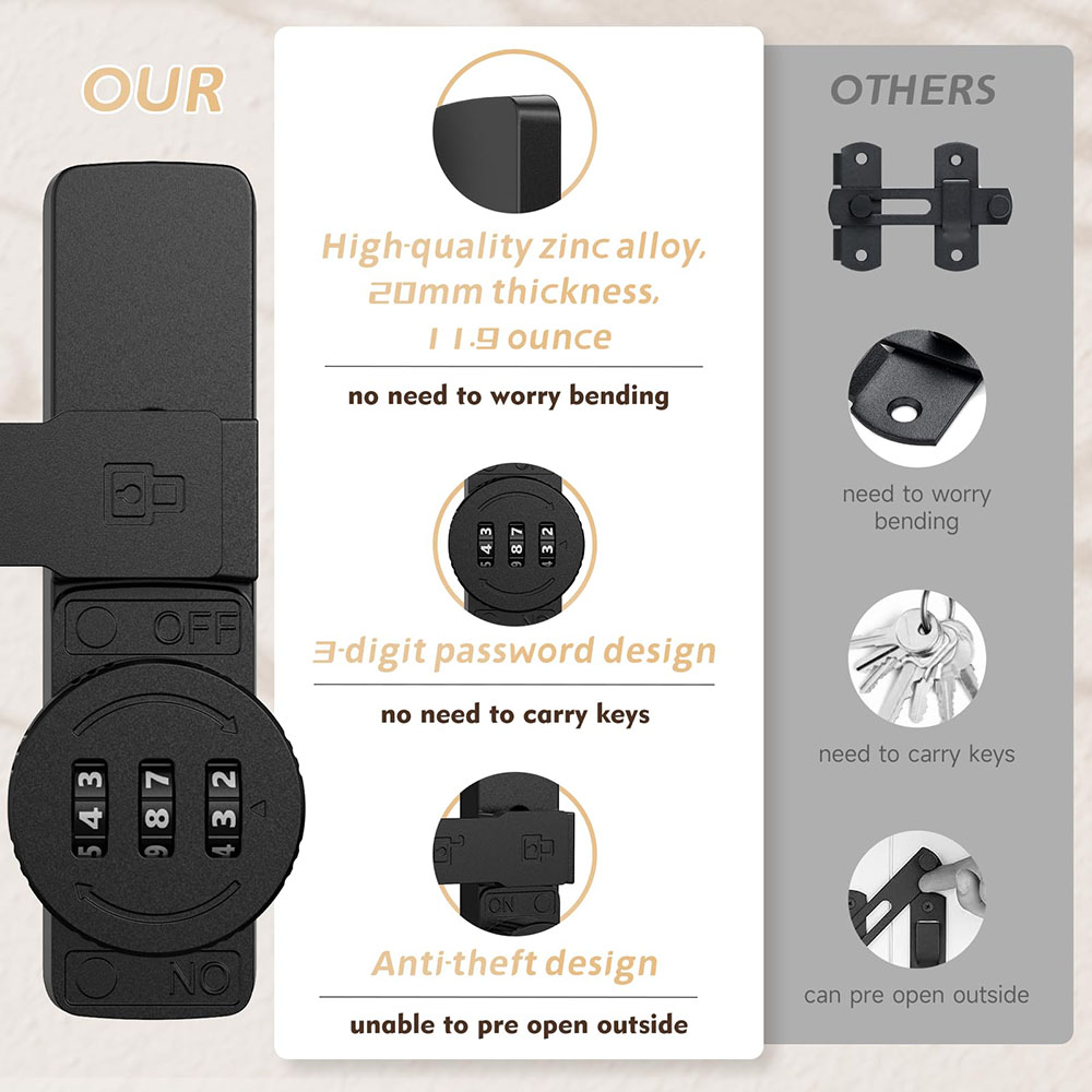 Security Barn Door Lock 3-Digi - Home Security Door 评论和价格