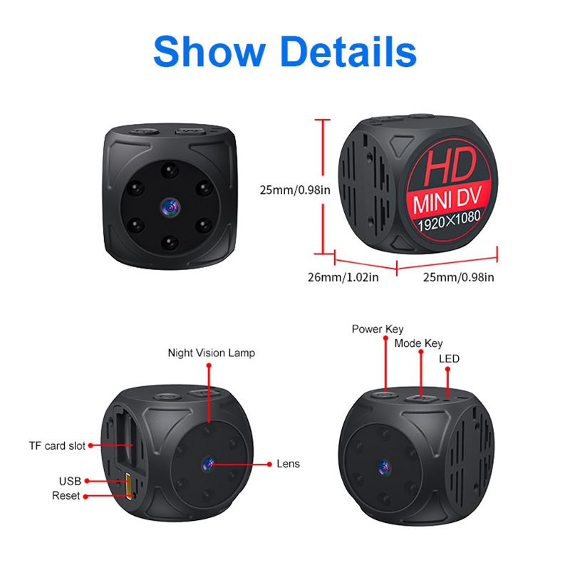 Mini HD Camera 1080p Portable  - Home Security Indoor Cameras 评论和价格