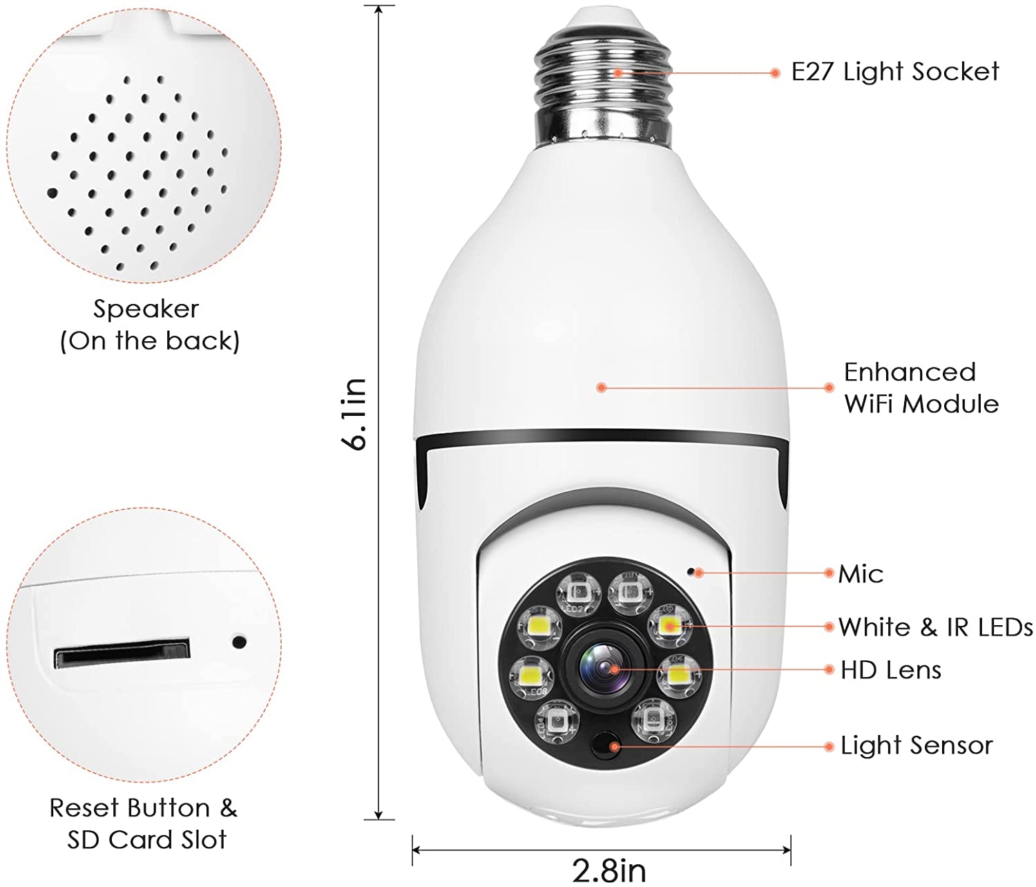 4MP E27 Bulb Camera WiFi Indoo - Home Security Prices 评论和价格